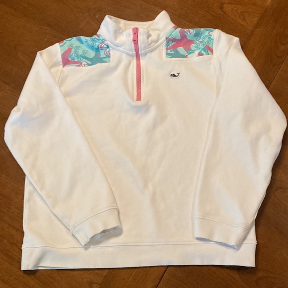 VINEYARD VINES Girls 1/4 zip Terry Cotton Sweatshirt - size 14 Large - Picture 10 of 17
